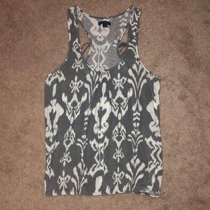 American Eagle print scrunched grey tank top